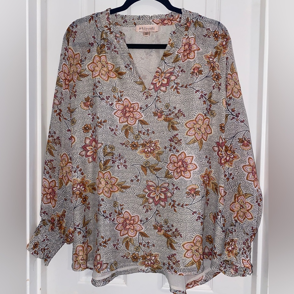 Philosophy Women's Floral Blouse‎ - Pink and Brown